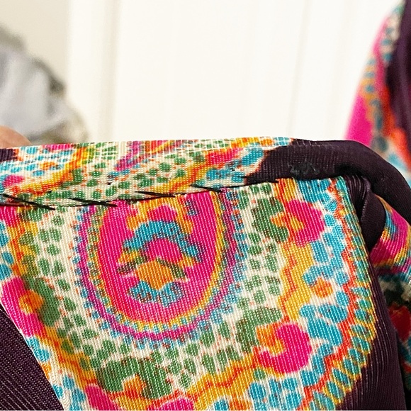 Vintage Paisley Print Boho Maxi Skirt Size Large 70s Psychedelic Colorful - Picture 9 of 12